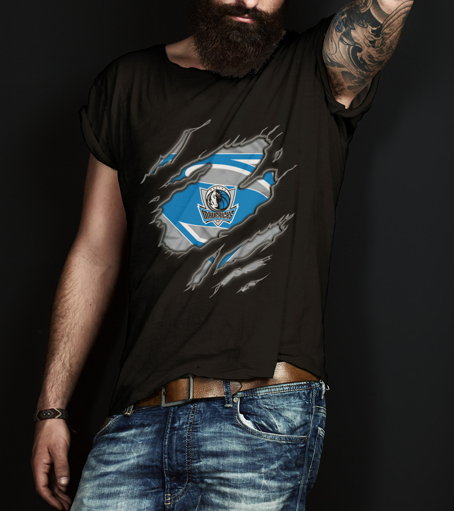 Dallas Mavericks Superman Emblem With Torn Effect T-Shirt