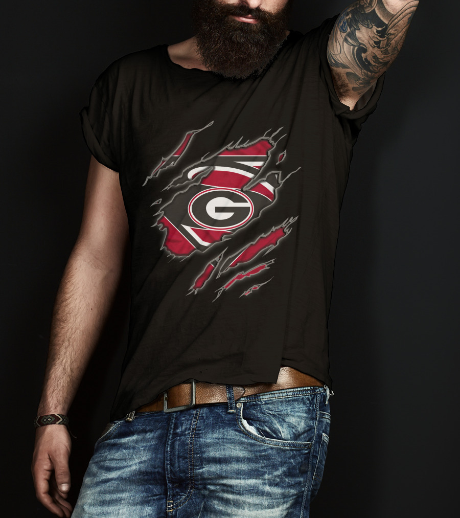 Georgia Bulldogs Superman G Logo Torn Ripped T-Shirt