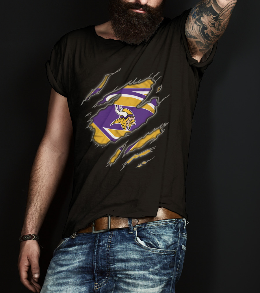 Minnesota Vikings Superman Logo Torn Shield T-Shirt