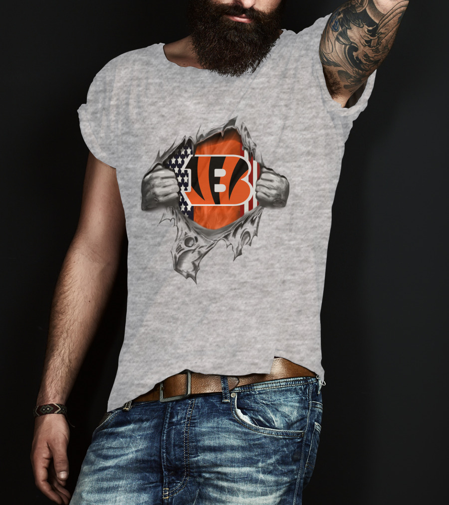 Cincinnati Bengals American Flag Fan Pride Burst T-Shirt