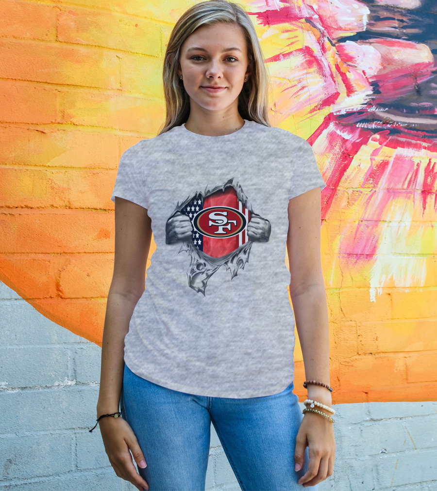 San Francisco 49ers Usa Flag Ripped T-Shirt