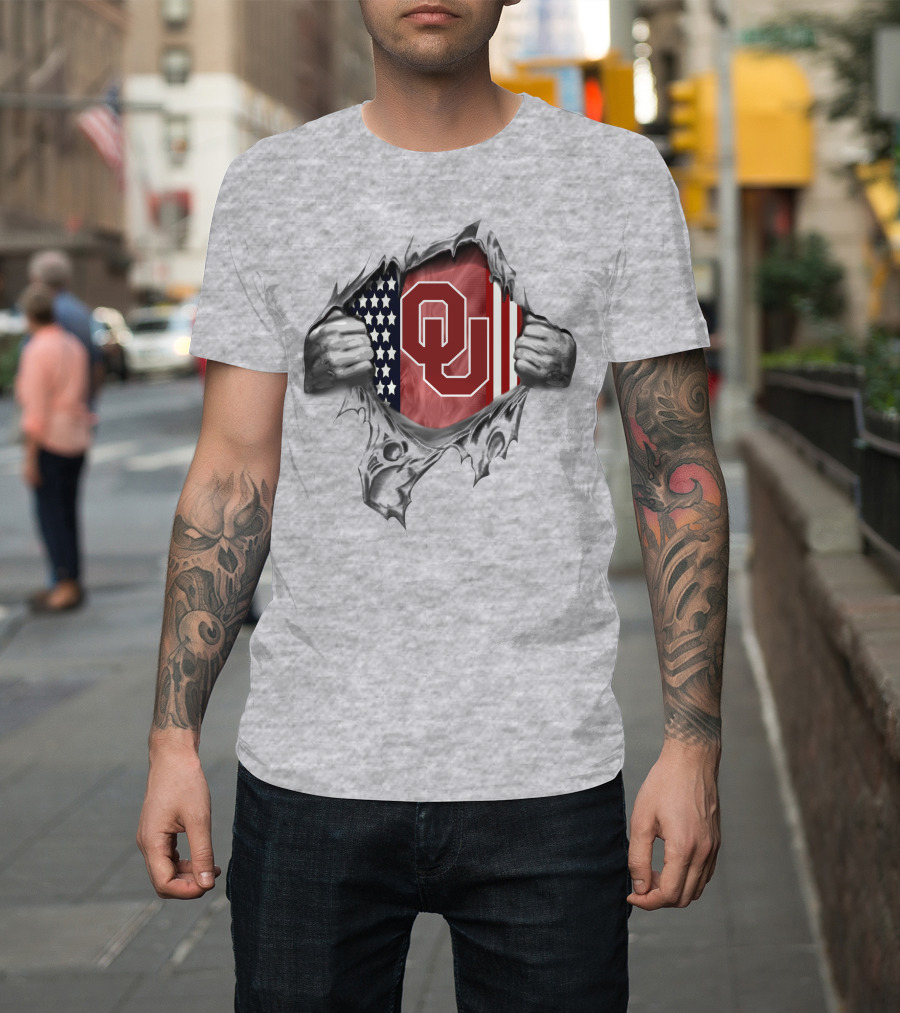 Oklahoma Sooners American Flag Ripped T-Shirt