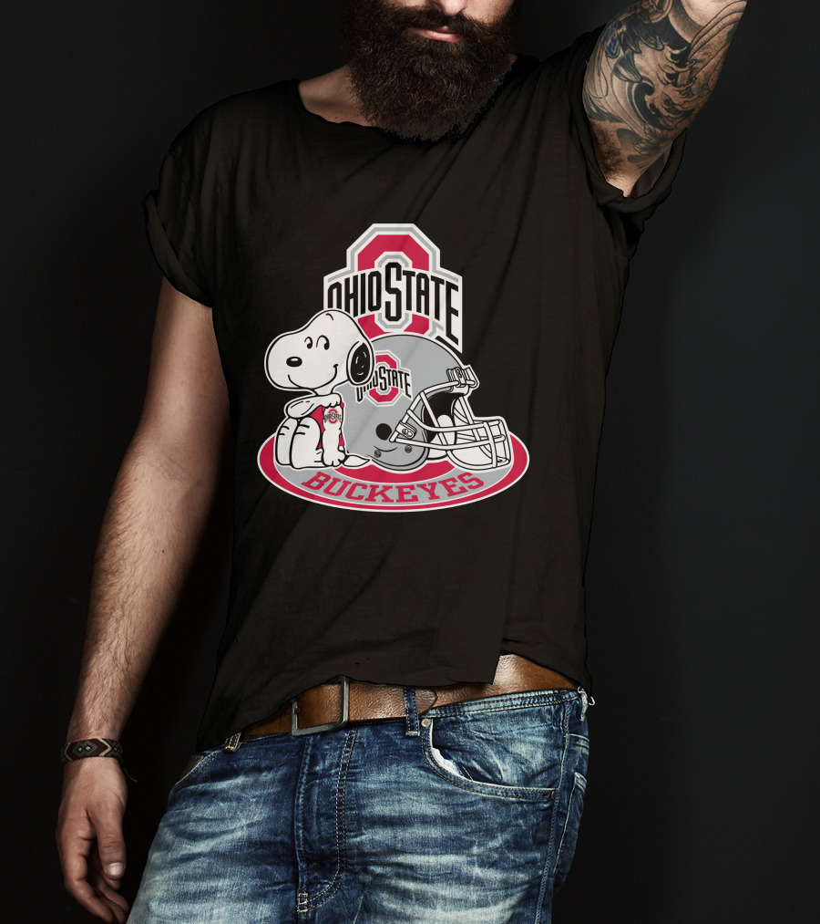 Ohio State Buckeyes Snoopy With Logo And Helmet T-Shirt