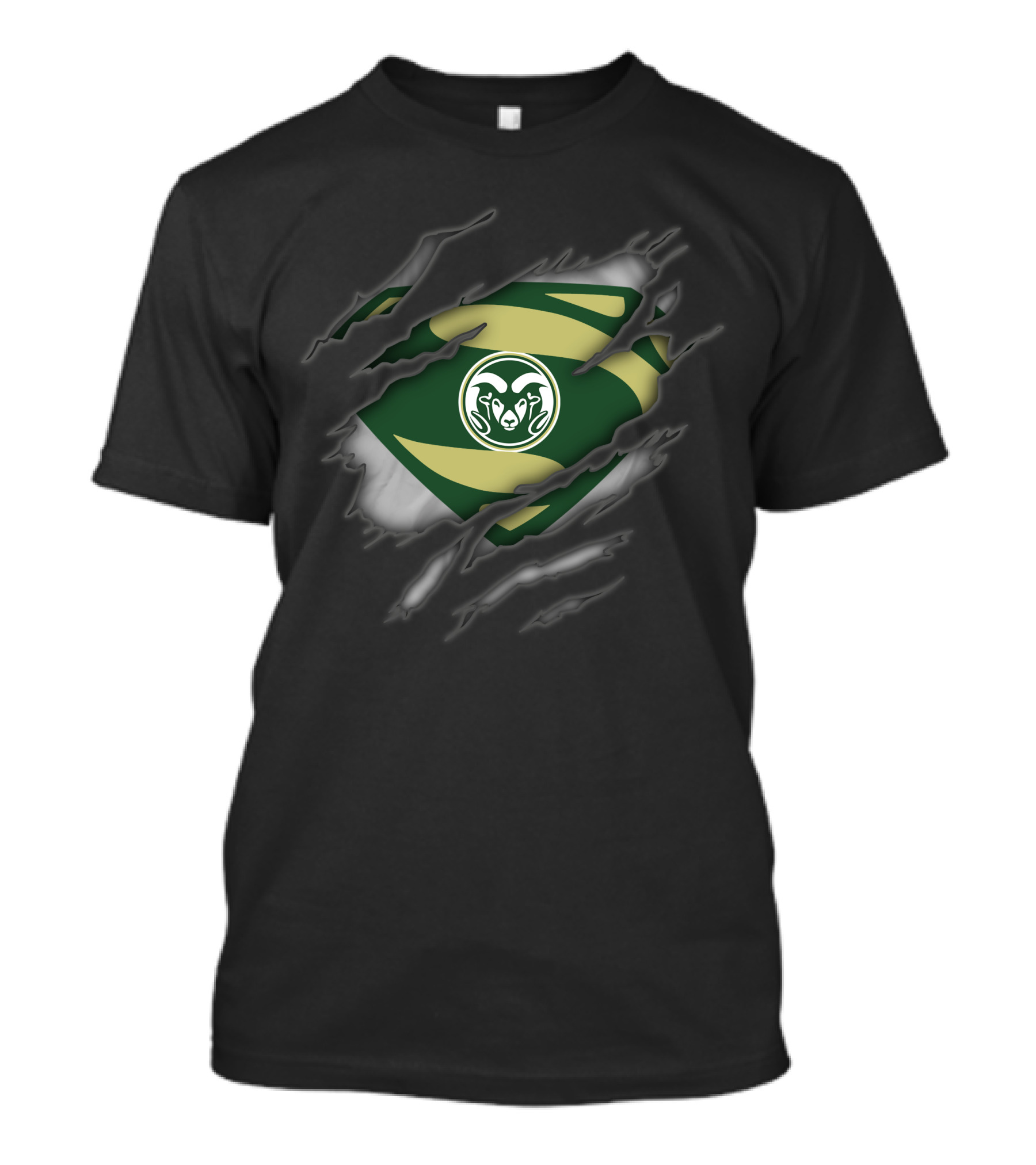 Colorado State Rams Logo Rip Style Superman T-Shirt