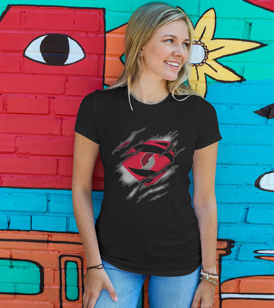 Portland Trail Blazers Ripped Superman T-Shirt