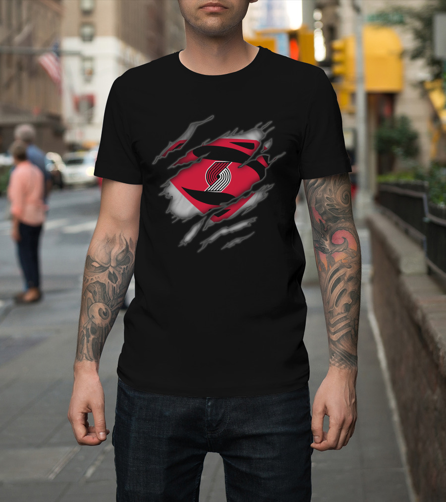 Portland Trail Blazers Ripped Superman T-Shirt