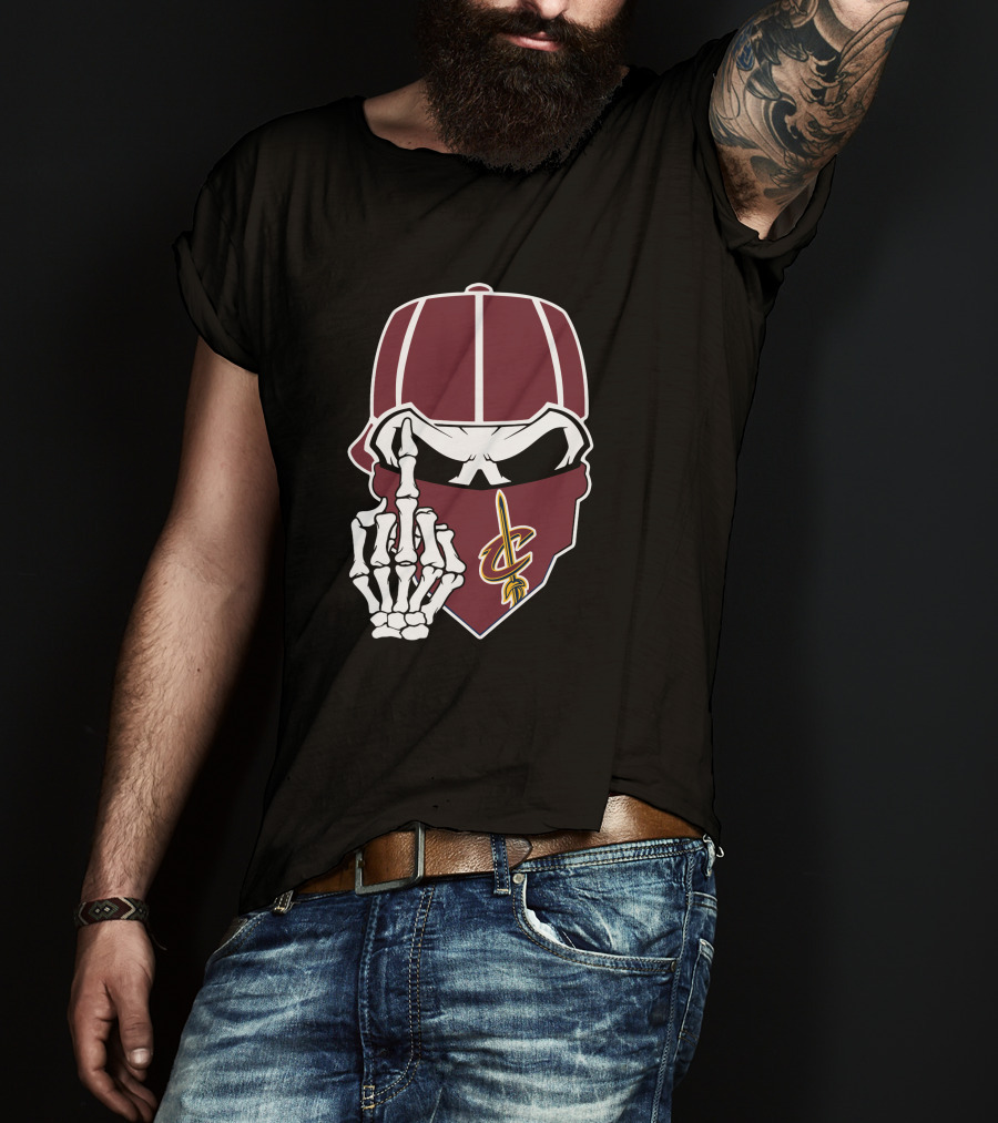 Cleveland Cavaliers Skull Cap Hand Gesture T-Shirt