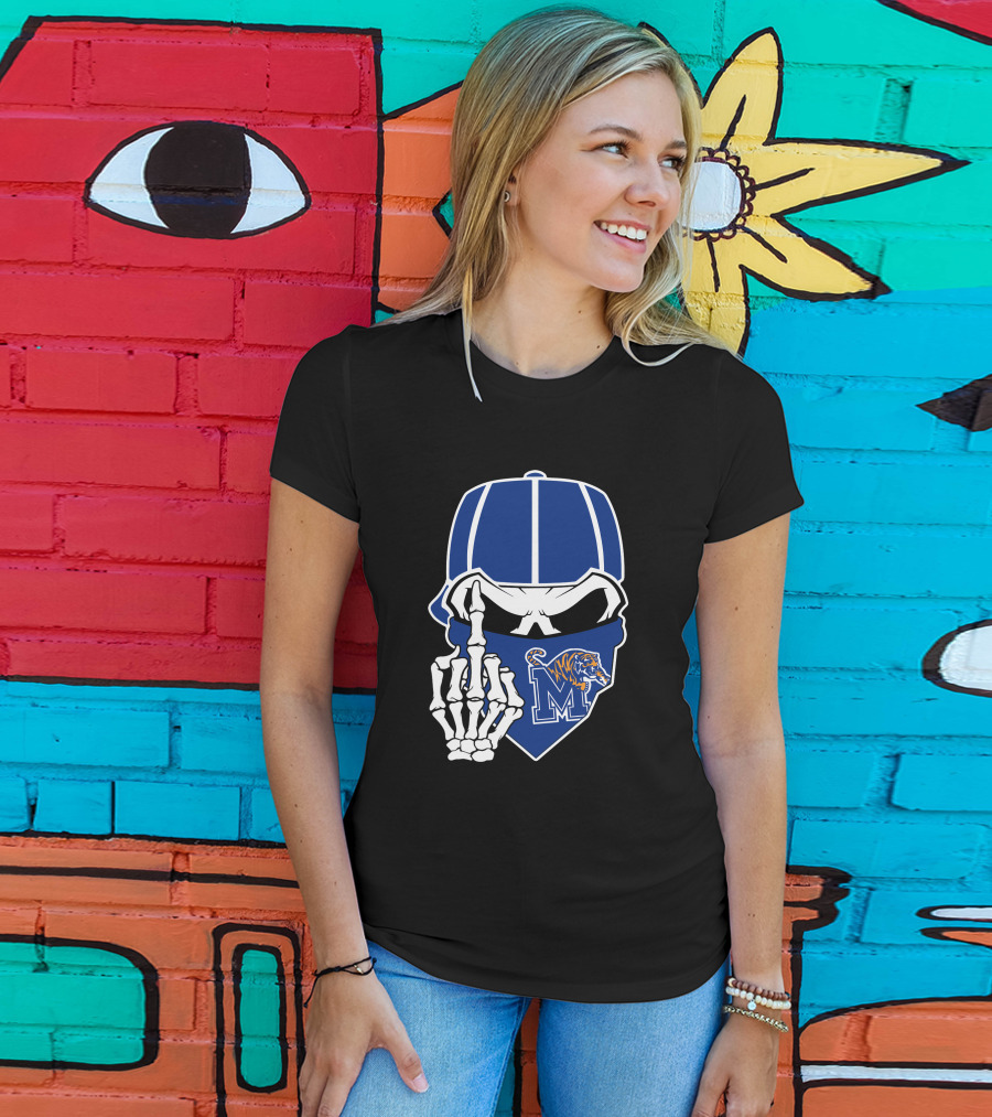 Memphis Tigers Skull Middle Finger Logo Football Team T-Shirt