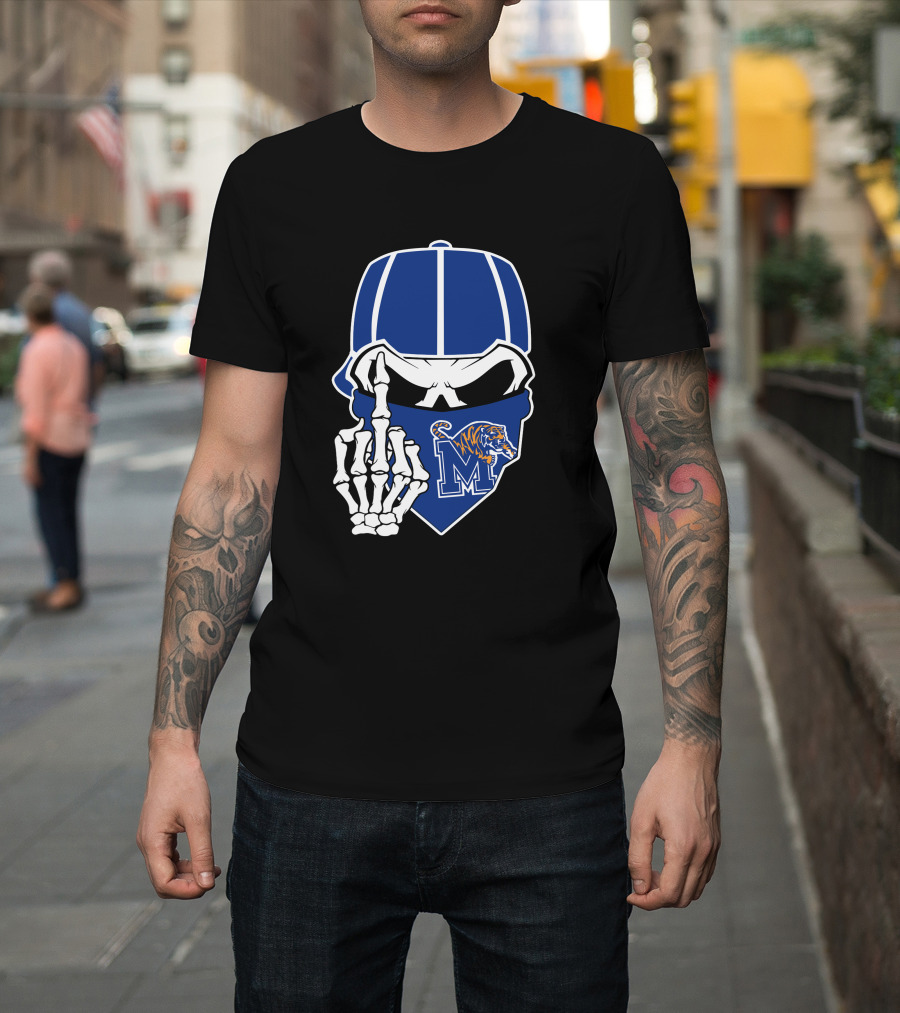Memphis Tigers Skull Middle Finger Logo Football Team T-Shirt