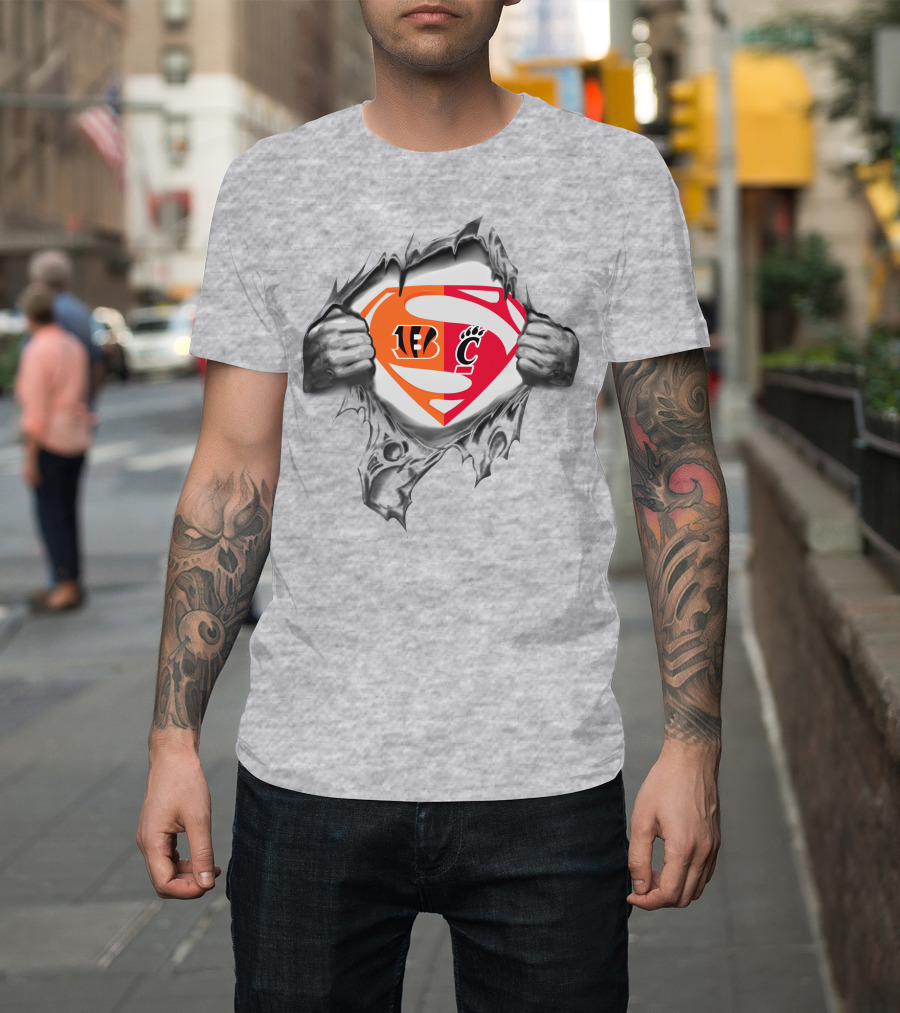 Bengals Cincinnati Bearcats Superman Logo Mashup T-Shirt