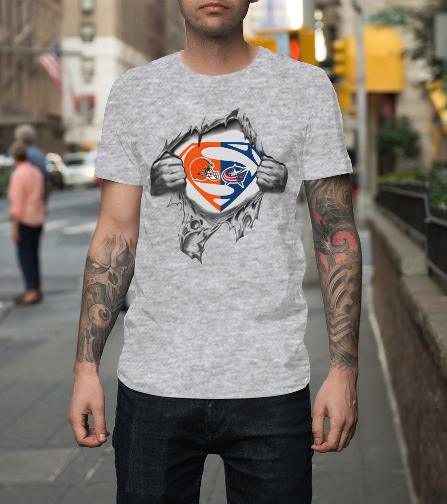 Browns Columbus Blue Jackets Superman Logo Mashup T-Shirt