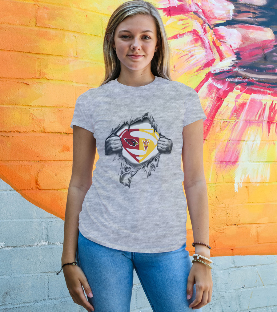 Arizona Cardinals Arizona State Sun Devils Superman Logo Fusion T-Shirt