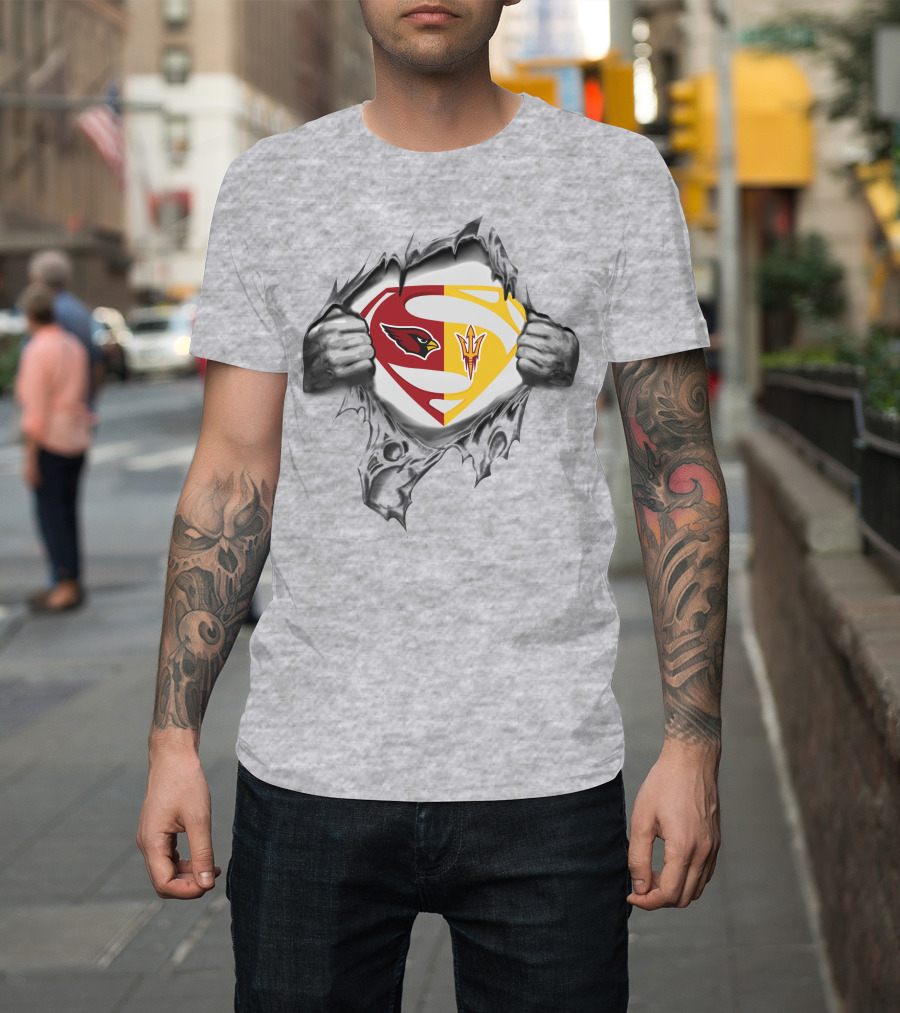 Arizona Cardinals Arizona State Sun Devils Superman Logo Fusion T-Shirt