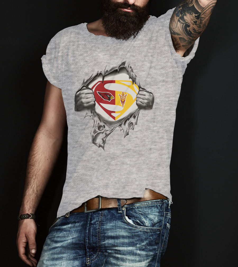 Arizona Cardinals Arizona State Sun Devils Superman Logo Fusion T-Shirt
