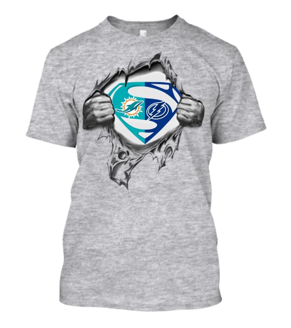 Dolphins Tampa Bay Lightning Superman Logo Mashup T-Shirt