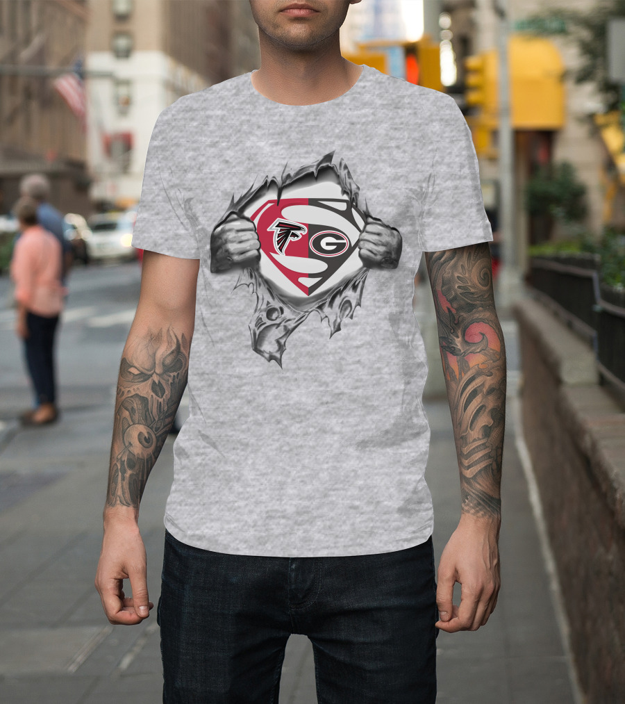 Falcons Georgia Bulldogs Superman Logo Fusion T-Shirt