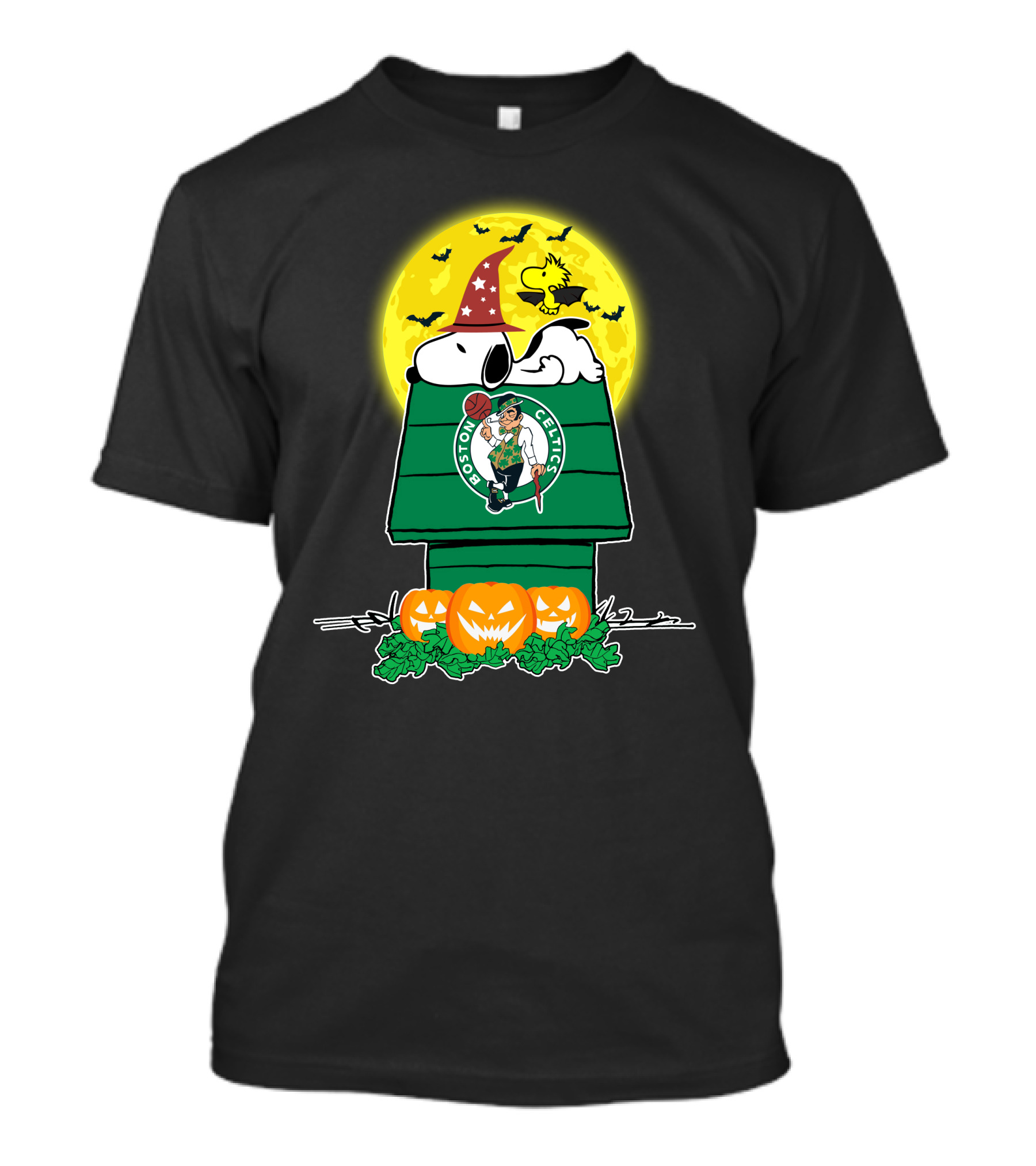 Snoopy Boston Celtics Halloween Moon Pumpkins T-Shirt