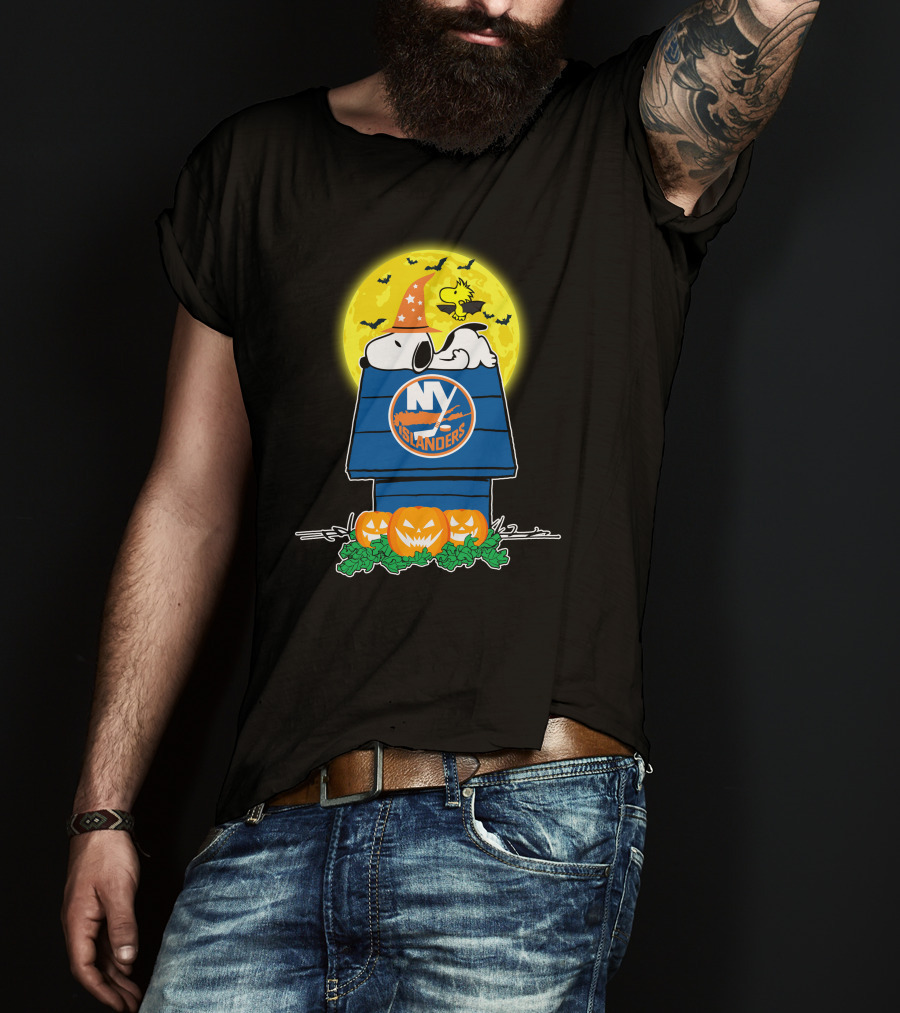 New York Islanders Snoopy Halloween Full Moon Pumpkins Wizards T-Shirt