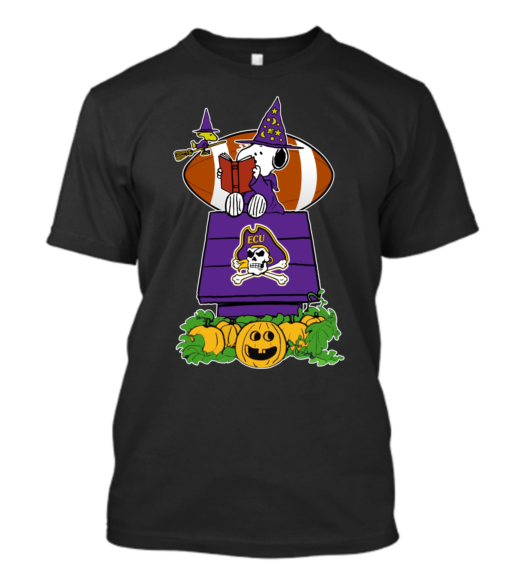 East Carolina Pirates Snoopy Halloween Ecu Football Doghouse Pumpkin T-Shirt