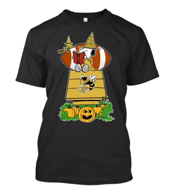 Georgia Tech Yellow Jackets Snoopy Halloween Football Magic Scene T-Shirt