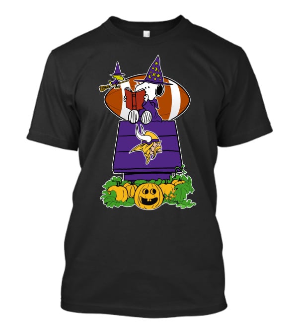 Minnesota Vikings Snoopy Halloween Witch Peanut Characters Pumpkin T-Shirt