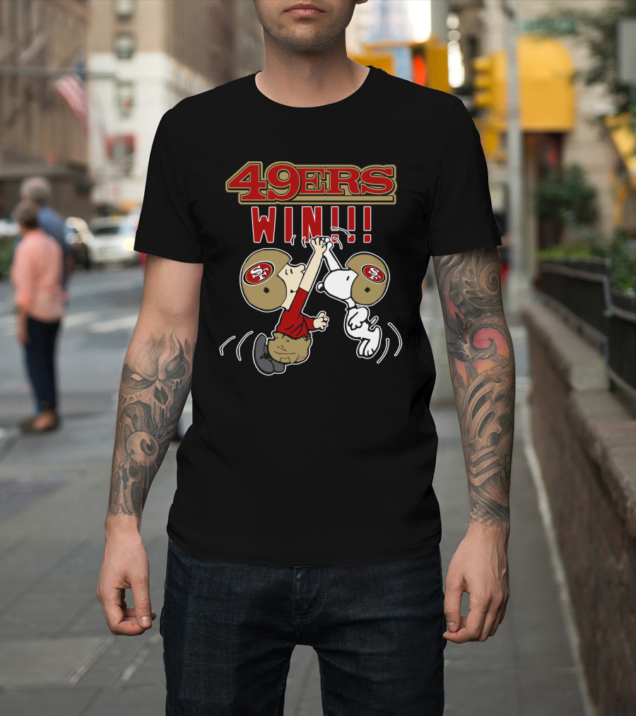 49ers Win Snoopy Peanuts Football Celebration T-Shirt