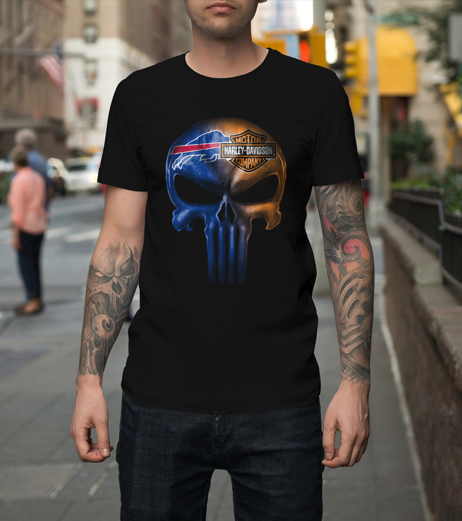 Buffalo Bills Skull Harley Davidson T-Shirt