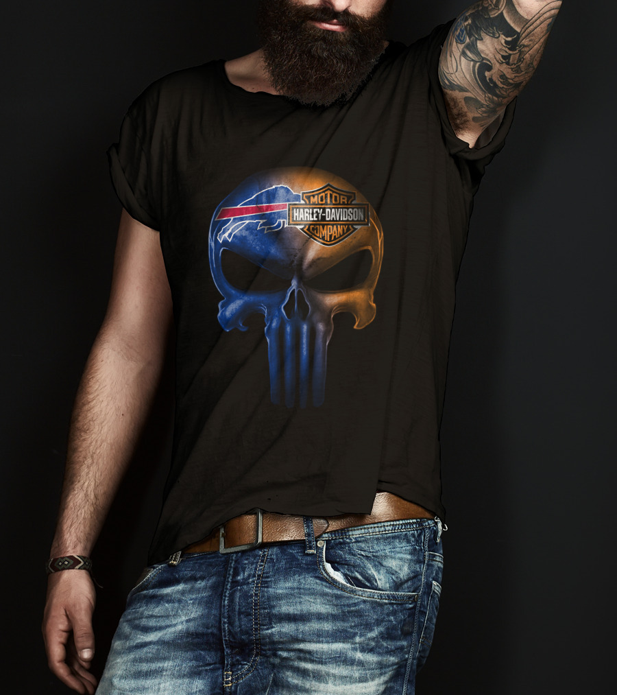 Buffalo Bills Skull Harley Davidson T-Shirt
