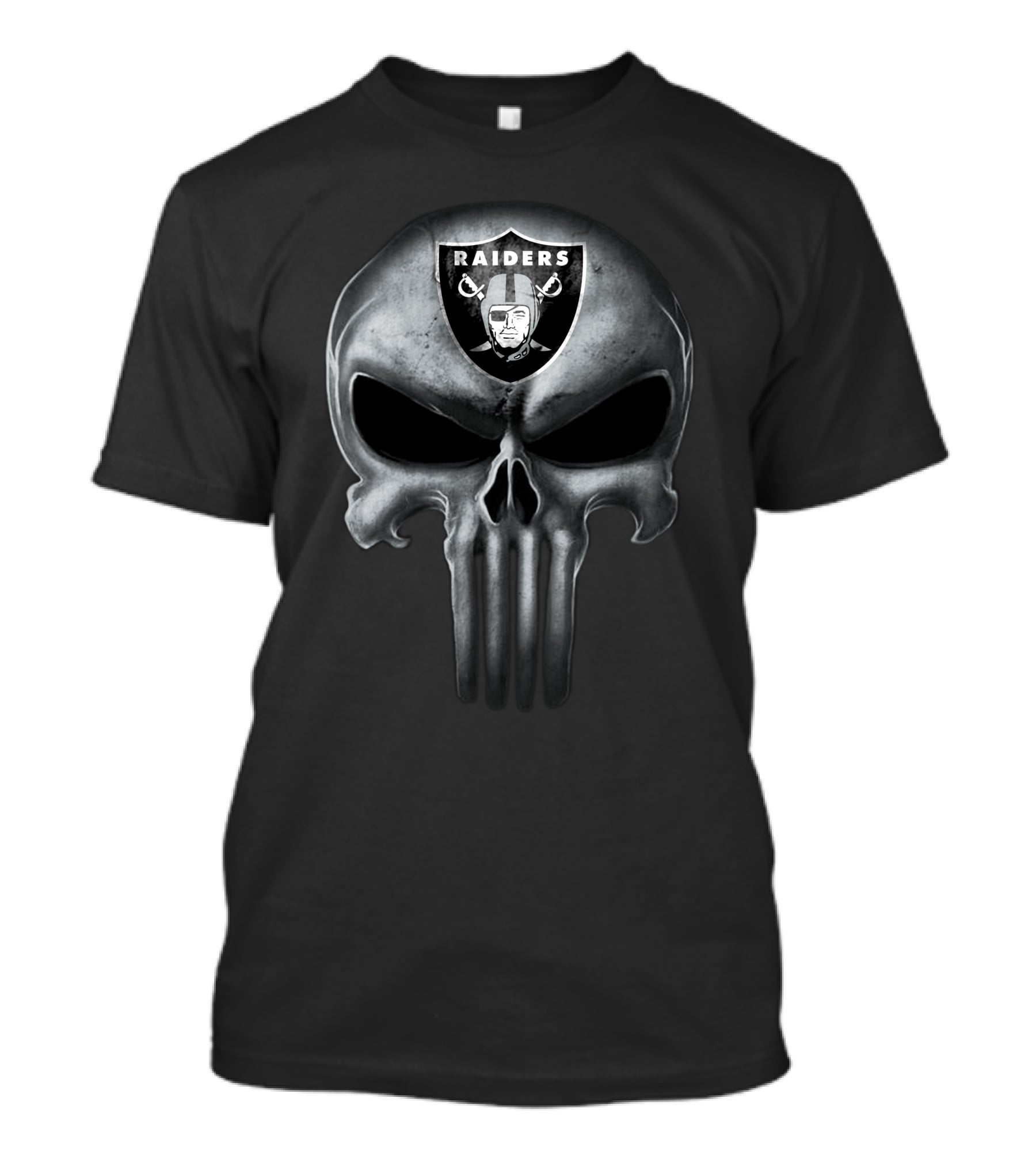 Las Vegas Raiders Skull With Team Logo And Shield T-Shirt