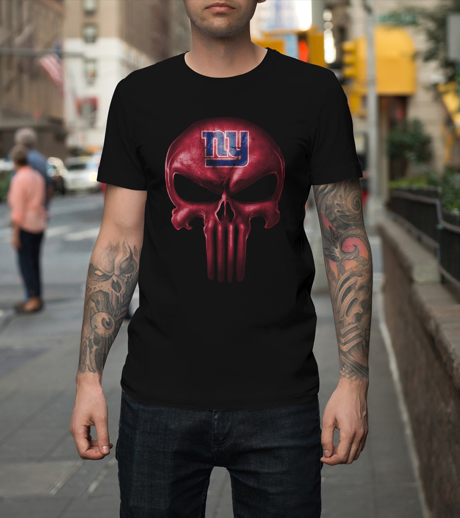 New York Giants Classic Skull Logo Fusion T-Shirt
