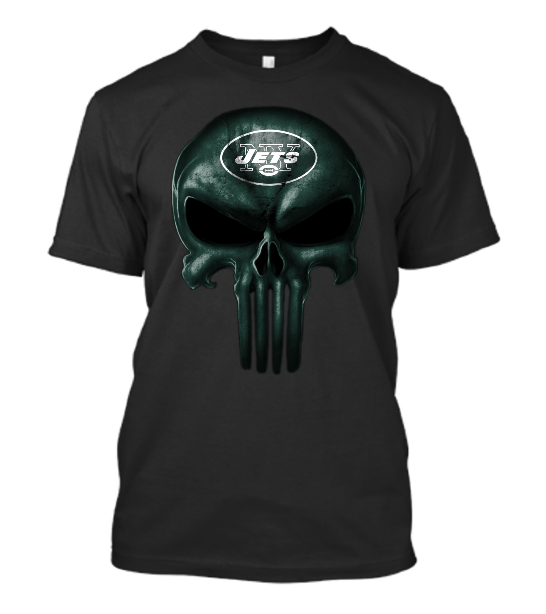 New York Jets Skull Punisher Logo Fusion T-Shirt