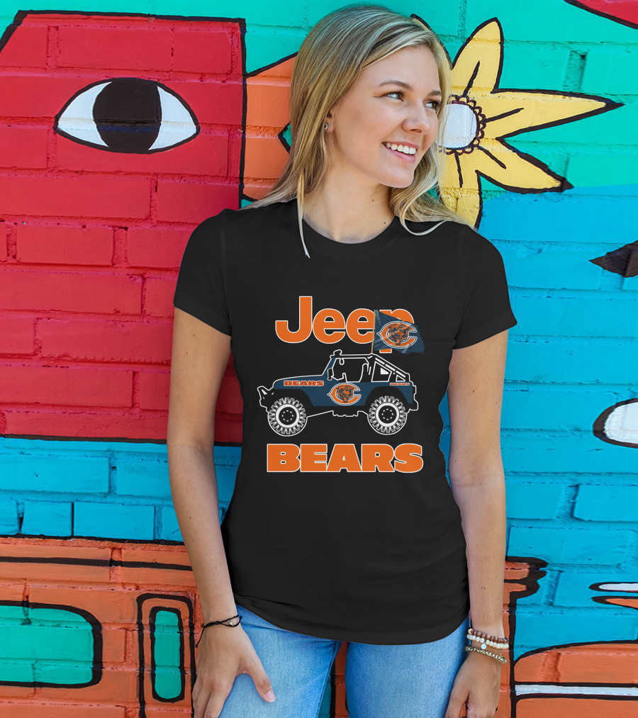 Jeep Bears Chicago Bears Logo Flag Rugged Off-Road Style T-Shirt