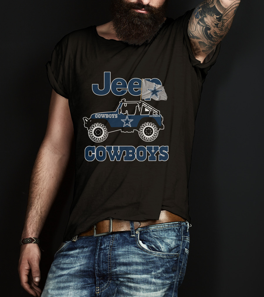 Jeep Cowboys Star Flag Dallas Cowboys Jeep T-Shirt