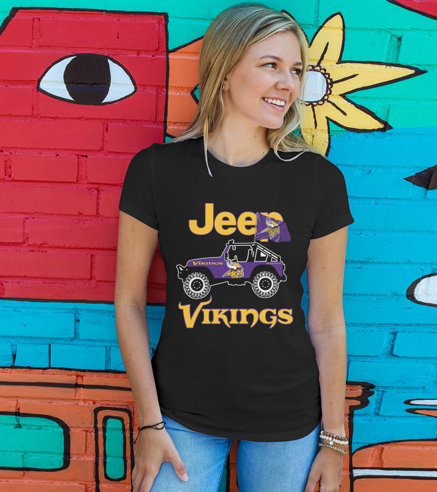 Jeep Minnesota Vikings Flag Vehicle T-Shirt