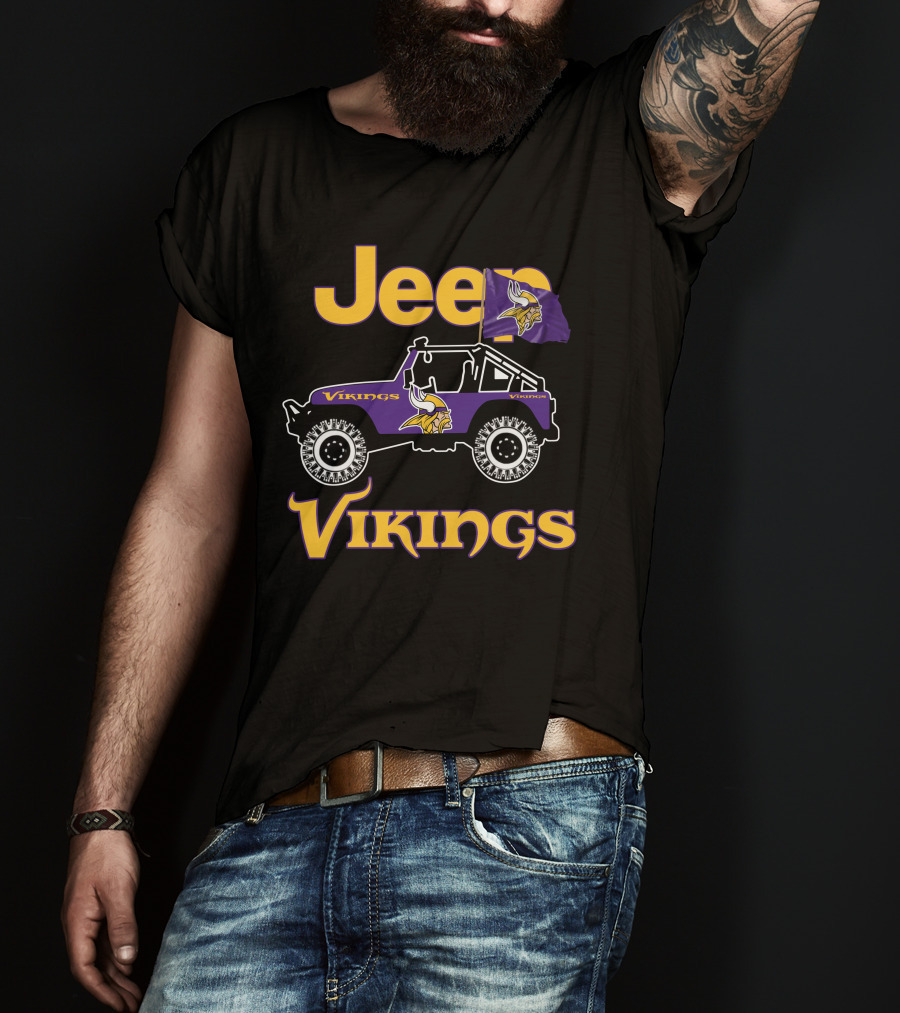 Jeep Minnesota Vikings Flag Vehicle T-Shirt