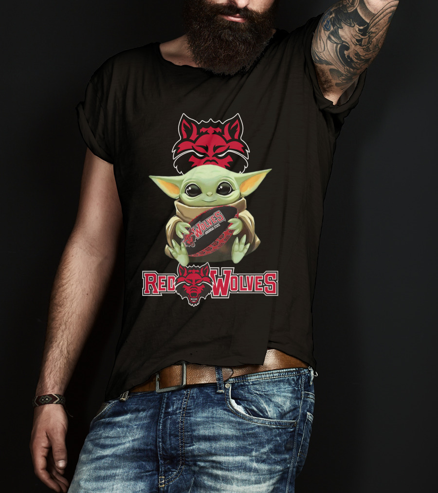 Arkansas State Red Wolves Baby Yoda Star Wars Football T-Shirt