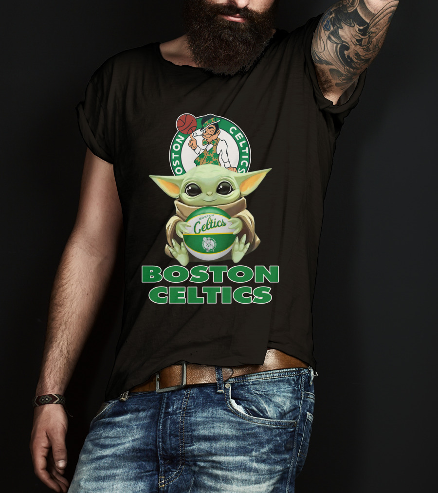 Boston Celtics Baby Yoda Holding Basketball And Team T-Shirt