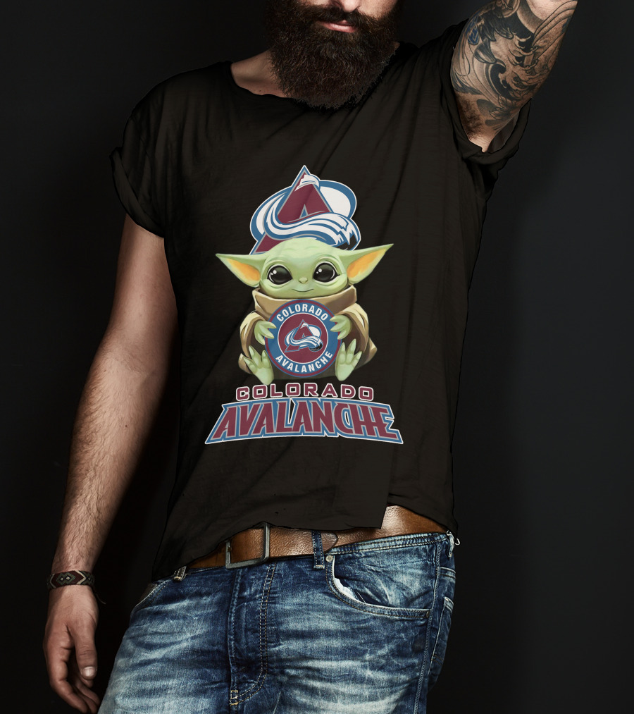 Colorado Avalanche Baby Yoda Holding T-Shirt