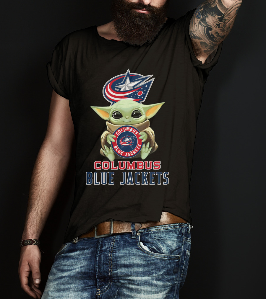 Columbus Blue Jackets Baby Yoda Holding Team T-Shirt