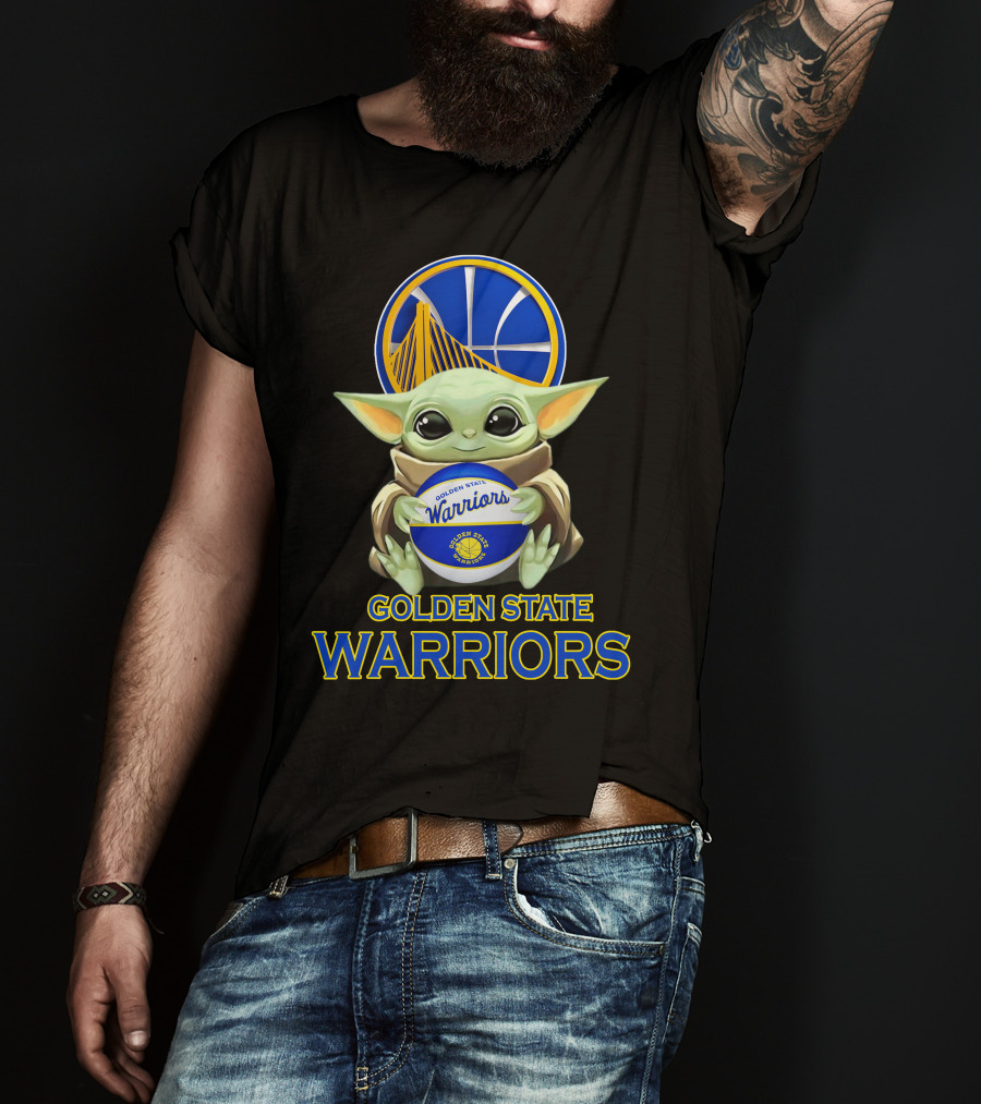 Golden State Warriors Baby Yoda Holding Basketball T-Shirt