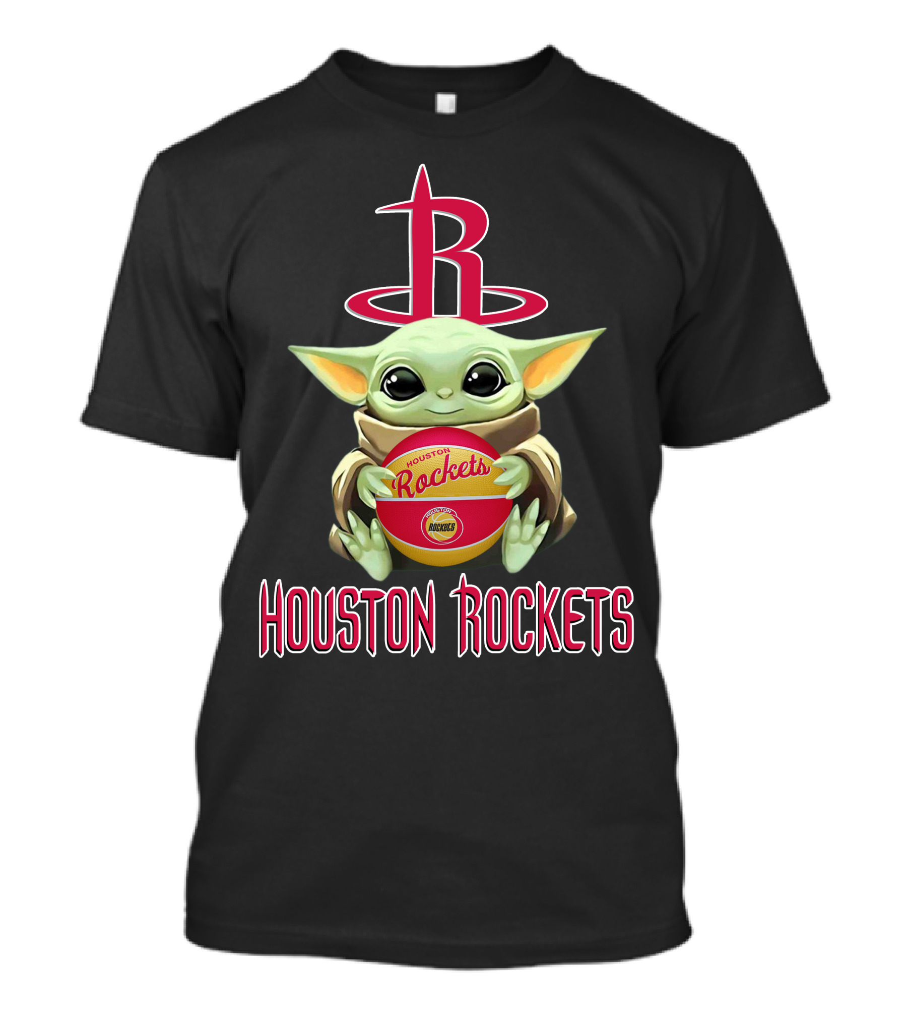 Houston Rockets Baby Yoda Basketball Nba Star Wars Crossover T-Shirt