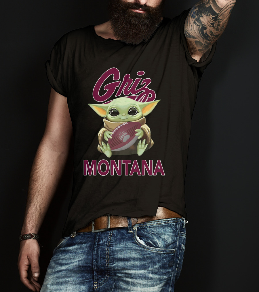 Griz Montana Baby Yoda Football T-Shirt