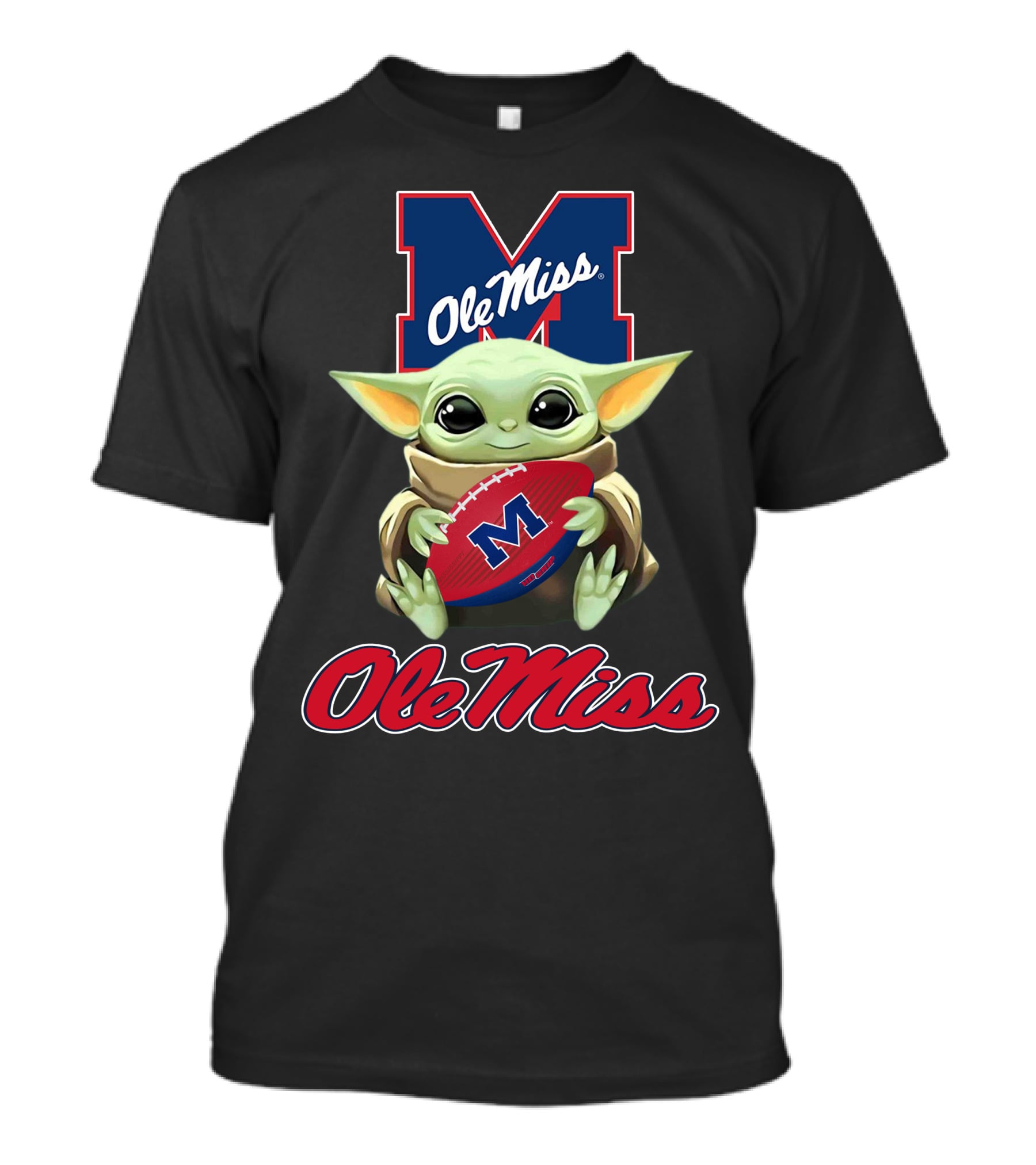 Ole Miss Rebels Baby Yoda Holding Football Official T-Shirt
