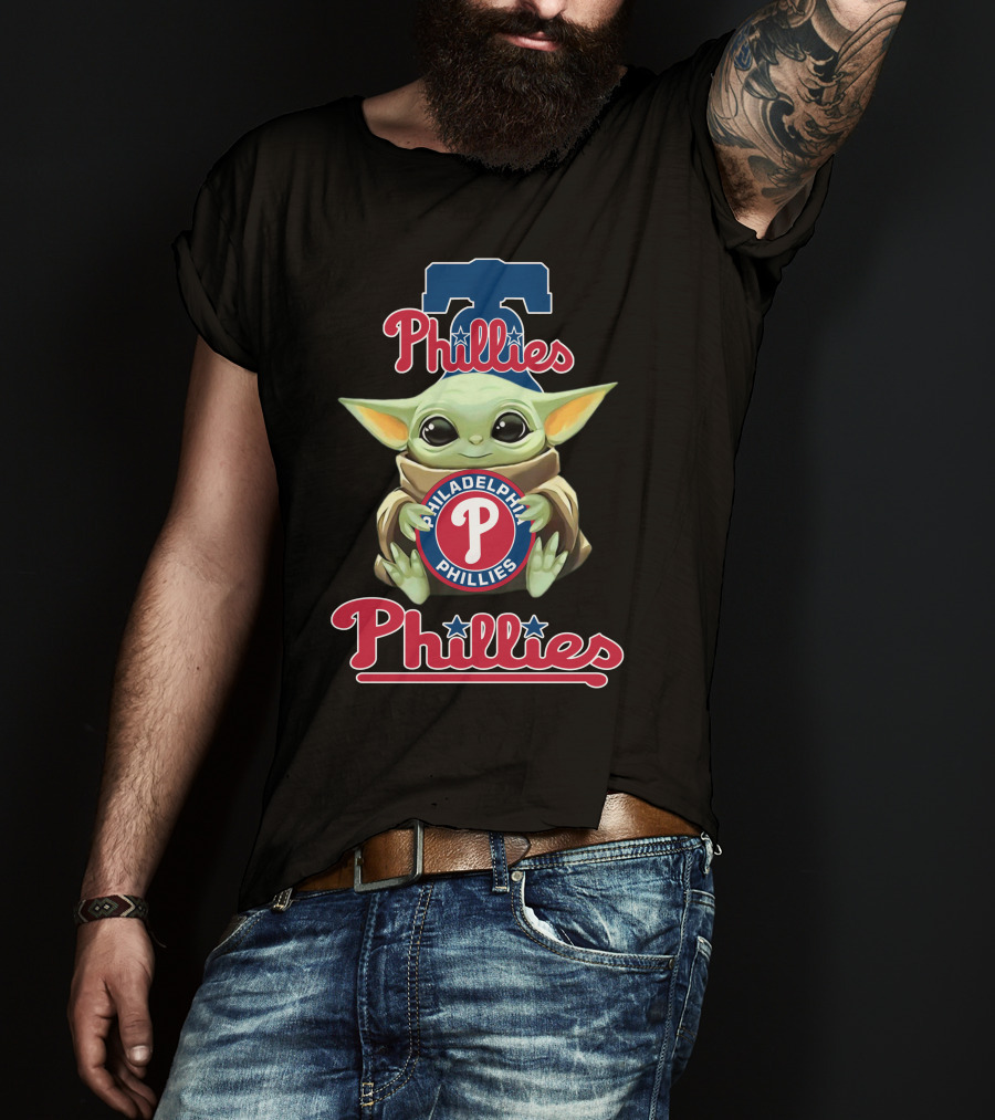 Philadelphia Phillies Baby Yoda Holding Phillies T-Shirt
