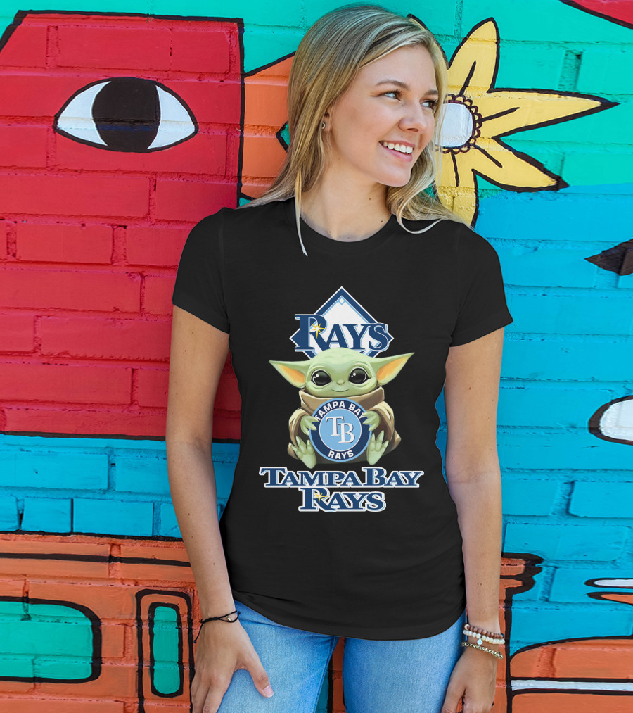 Tampa Bay Rays Baby Yoda Star Wars Mlb Collaboration T-Shirt