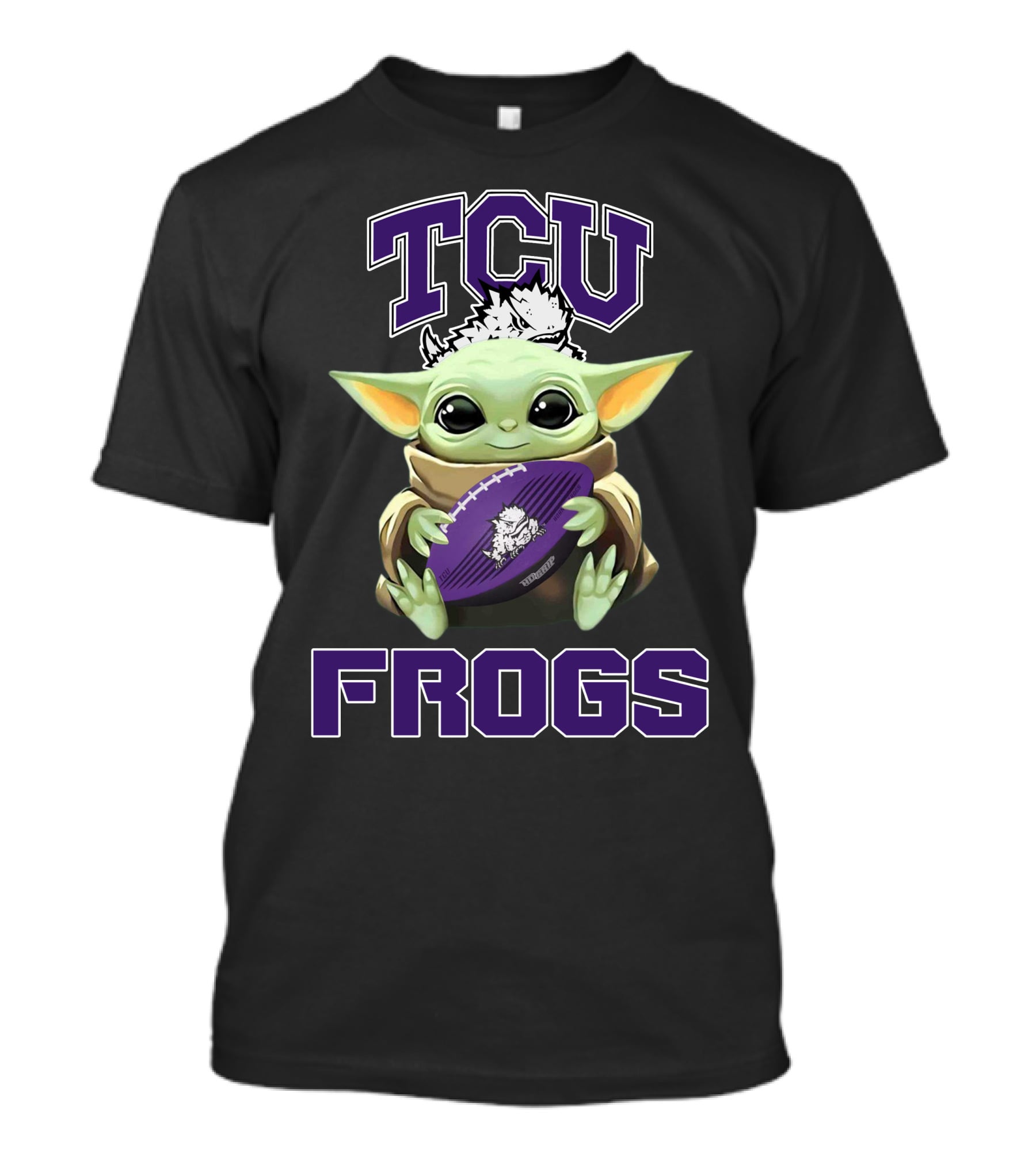 Tcu Frogs Baby Yoda Football T-Shirt
