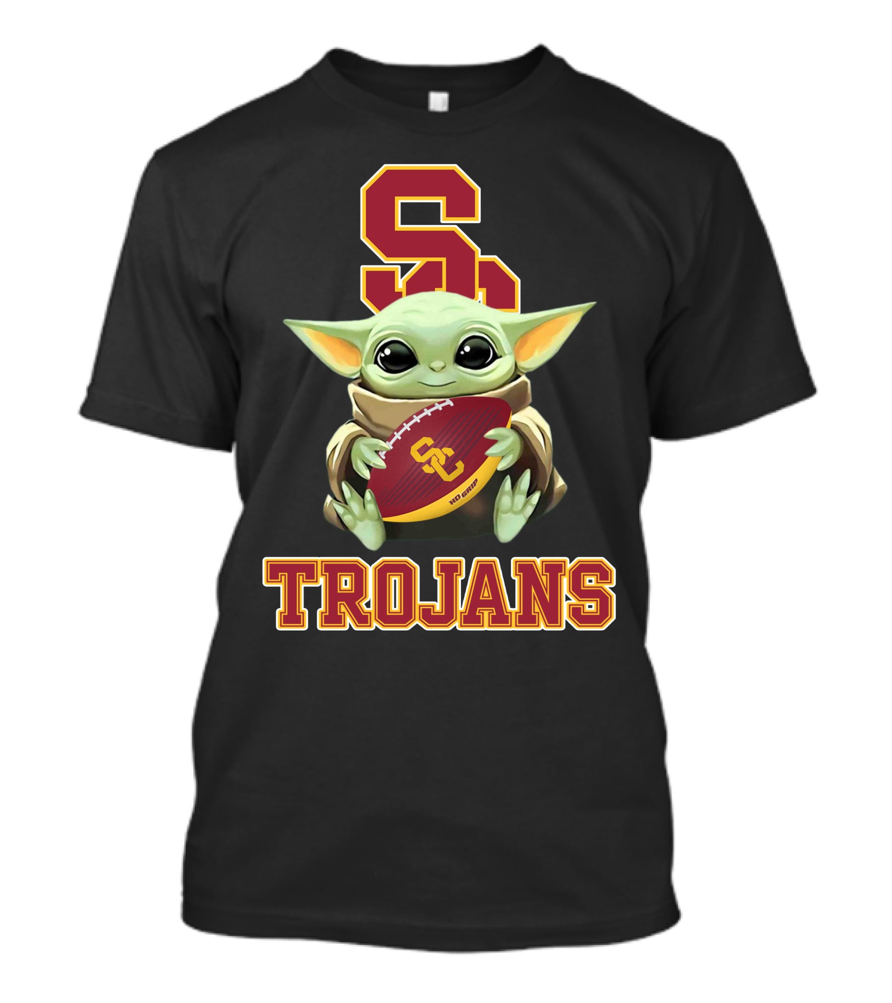 Usc Trojans Baby Yoda Holding Football T-Shirt
