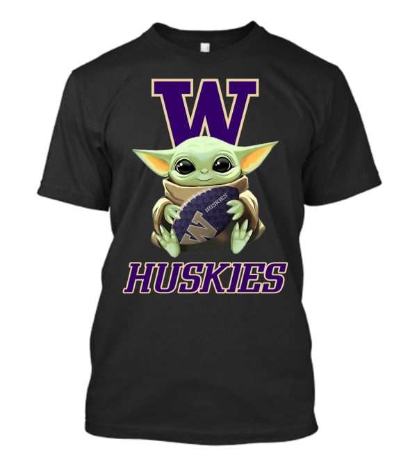 Washington Huskies Baby Yoda Football Fan T-Shirt