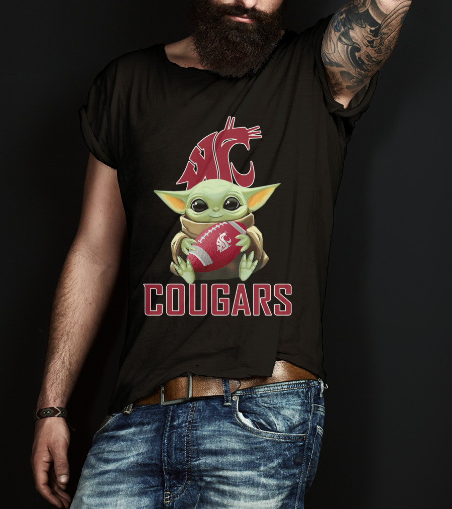 Washington State Cougars Baby Yoda Football T-Shirt