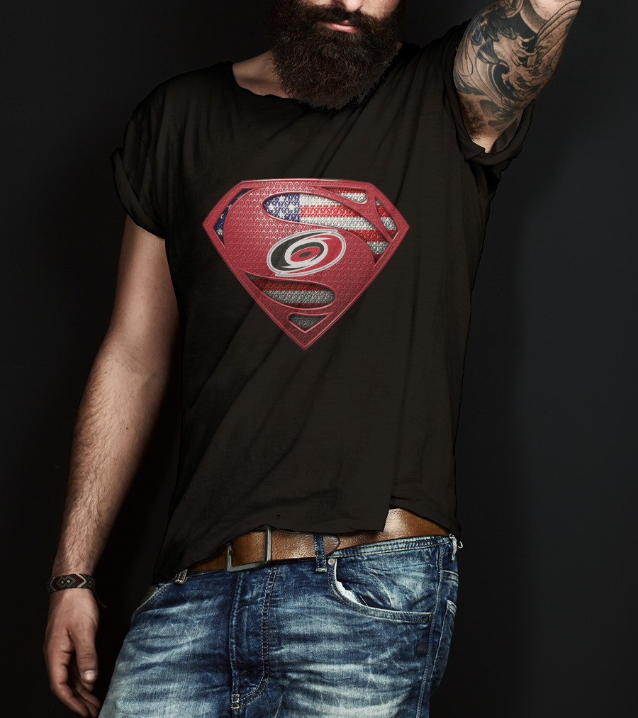 Carolina Hurricanes American Flag Superman T-Shirt